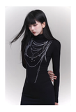 New fashion Dress Chain Design Black Turtleneck Knitted Base Long-sleeved Dress HZ1024