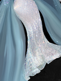 Vintage Shiny Sequined Sweetheart Spaghetti Strap Design Mermaid Prom Dress Evening Dress HZ1024