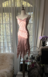 Retro Pink Sparkling Beaded Spaghetti Strap Romantic Chiffon Evening Dress Prom Dresses HZ1024