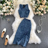 New Tank Top High-waisted Denim skirt For Women HZ1024