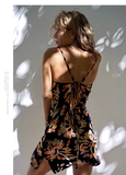 New Fashion Floral Spaghetti Strap Design A-line Women Party Dress HZ1024