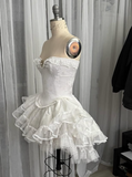 Vintage Beige Sweetheart Strapless Design A-line Lace Homecoming Dress HZ1024
