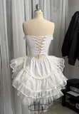 Vintage Beige Sweetheart Strapless Design A-line Lace Homecoming Dress HZ1024