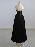 Retro Burgundy Beaded Spaghetti Strap Design A-line Velvet Party Dress Homecoming Dress HZ1024