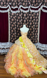 Gorgeous Floral Sweet 16 Quinceanera Strapless A-Line Floor-length Prom Dress Birthday Dress Evening Dress Ball Gown HZ1024