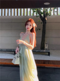 New Fashion Light Green Beach Holiday Casual Loose Halter Dress HZ1024