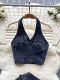 New Retro Design Halter Tank Top High Fanny Pack Hip Skirt HZ1024