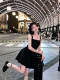 New Simple Square Collar Design A-line Sleeveless Spaghetti Strap Dress HZ1024