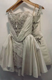 Vintage Ivory Applique Strapless A-Line Short Party Dress Cocktail Dress Homecoming Dress HZ1024