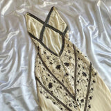 Vintage Ivory V-neck Embroidery Mermaid Prom Dress Party Dress Evening Dress HZ1024
