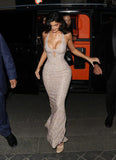 Elegant Champagne Glittering Sequin Beaded Halter-neck Mermaid Prom Dress Party Dress Evening Dress HZ1024