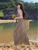 New Stylish Leopard Design A-Line Spaghetti Strap Dress HZ1024