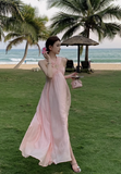 New Fashion Pearl Sequined Design A-line Sleeveless Beach Holiday Halter Dress HZ1024