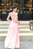 New Fashion Pearl Sequined Design A-line Sleeveless Beach Holiday Halter Dress HZ1024