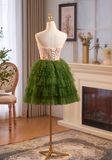 Vintage Sequined Beaded Design Elegant Mesh Sleeveless Strapless Homecoming Dress HZ1024