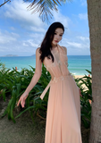 Simple Fashion Handmade Flower Splicing Design A-line V-neck Halter Dress HZ1024