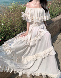Vintage Ivory Strapless Ruffled Hem Design Elegant Beach Holiday A-Line Summer Dress HZ1024