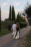 Vintage Black and White A-Line Prom Dress Spaghetti Strap Evening Dress Long Formal Dress HZ1024