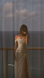 Elegant Shiny Off-the-shoulder Prom Dress Sheath Evening Gown High Slit Party Dress Long Formal Dress HZ1024