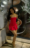 Vintage Red Strapless Sheath Homecoming Dress Party Dress Mini Cocktail Dress HZ1024
