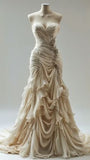 Elegant Sweetheart Beaded Ruffle Design A-Line Tulle Princess Wedding Dress HZ1024