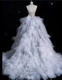 Vintage Sparkling Beaded Mermaid Design Strapless Princess Wedding Dress HZ1024