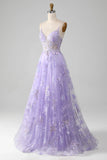 A-Line Sequins Prom Dress with Embroidery HZ1024