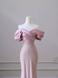 Pink Strapless Sleeveless Mermaid Sequin Beaded Floor Length Dress HZ1024