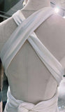 Vintage Ivory Halter Dress Design Simple A-Line Satin Long Evening Gown Prom Dress HZ1024