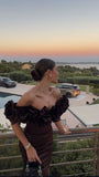 Elegant Mermaid Brown Off Shoulder Satin Floor Length Formal Prom Dress Evening Gown HZ1024