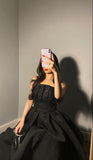 Charming Black Strapless Sleeveless Ball Gown Evening Dress HZ1024