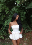 Chic White A-Line Strapless Bow Mini Party Dress Homecoming Dress HZ1024