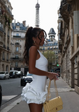 Sweet Pink Off Shoulder Sleeveless Mini Birthday Party Dress Homecoming Dress HZ1024