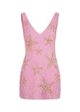 Shiny Pink Sleeveless Star Sequin Short Party Dress Homecoming Dress HZ1024