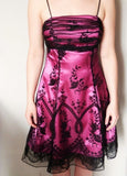 Vintage Spaghetti Strap Pink Lace Short Party Dress Homecoming Dress HZ1024
