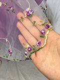 Vintage Purple A-line Strap Embroidered Short Prom Dress Homecoming Dress HZ1024