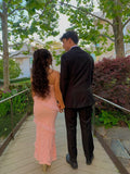 Pretty Pink Lace Strapless Mermaid Ruffle Prom Dress Evening Dress HZ1024