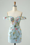 New Fashion Floral Embroidery Design A-line Strap Short Homecoming Dress HZ1024