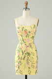 Charming Appliques Spaghetti Straps Bodycon Design A-line Homecoming Dress HZ1024
