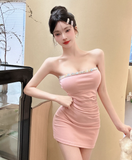 Fashion Pink Sequin Bodycon Design A-line Strapless Homecoming Dress HZ1024
