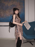 New Fashion Leopard Print Irregular Hem Design A-line Halter Dress HZ1024