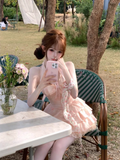 Vintage Pink A-Line Halter-neck Tiered Homecoming Dress Party Dress Cocktail Dress HZ1024