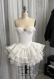 Vintage Beige Sweetheart Strapless Design A-line Lace Homecoming Dress HZ1024