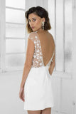 Vintage White Applique Homecoming Dress Sheath Party Dress Short Cocktail Dress HZ1024