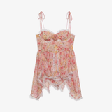 Vintage Lace Floral Spaghetti Strap Ruffled Hem Design A-line Party Dress HZ1024