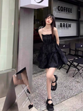 Simple Crystal Diamond Strappy Design A-line Sleeveless Spaghetti Strap Dress HZ1024