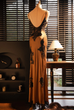 Vintage Elegant V-neck Applique Design Romantic Chiffon Evening Dress Prom Dress HZ1024