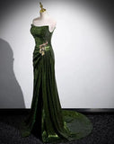 A-line Green Sequins Mermaid Long Party Dress, Mermaid Sequins Green Prom Dress HZ1024