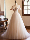 Beautiful Spaghetti Straps Floor Length Prom Dress, Champagne Sleeveless Backless Evening Party Dress HZ1024