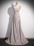 Simple Sequins Ruffle Long Evening Dresses, Off the Shoulder Formal Party Dresses HZ1024